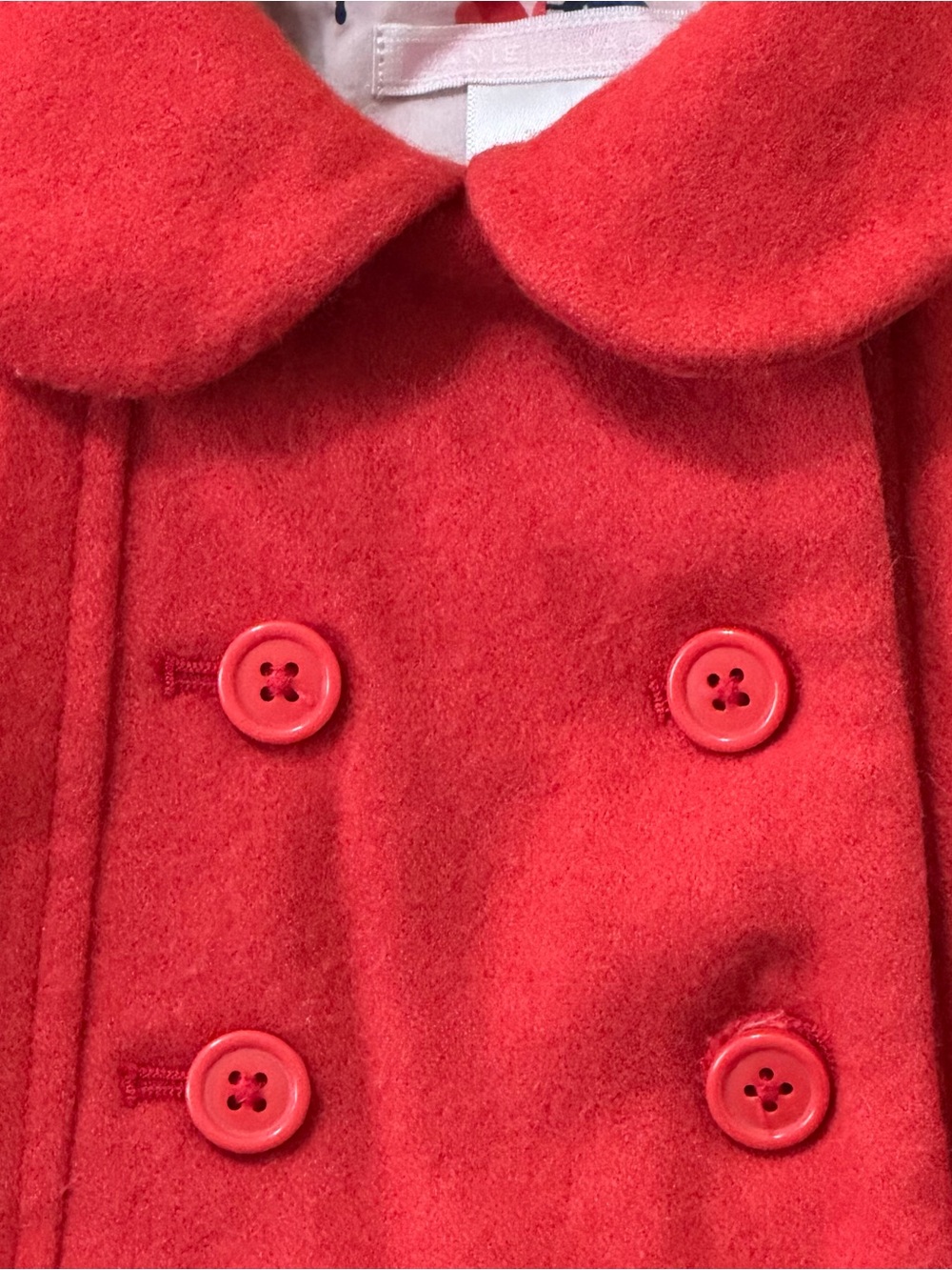 JANIE & JACK | Baby Girl Red Double-Breasted Wool Blend Peacoat 12-24 mths - Picture 6 of 16